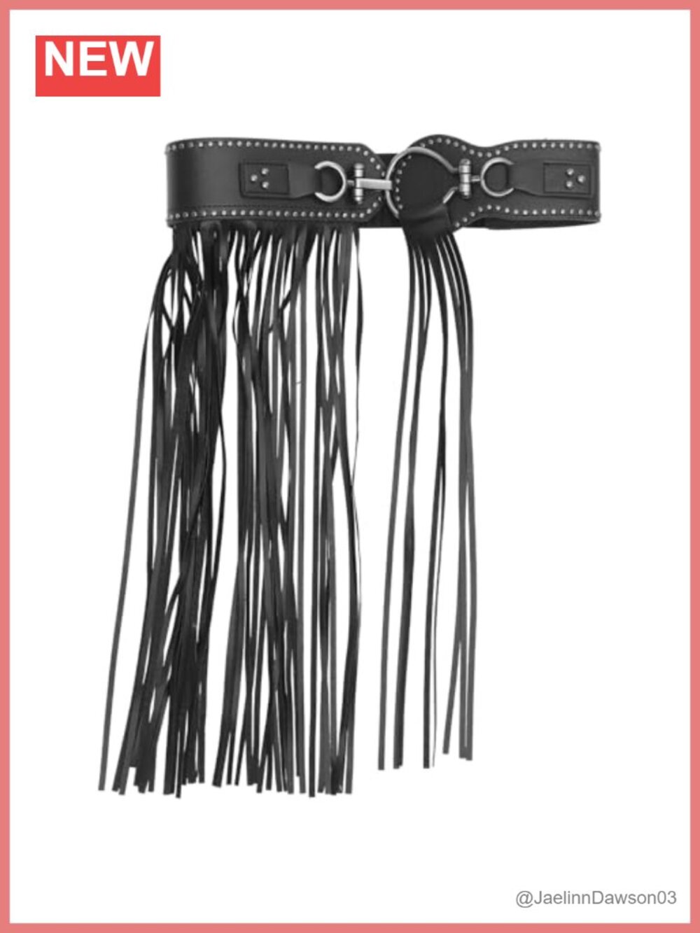 Punk Wide Rivet Leather Belt with Tassel Fringe Adjustable Waist Skirt Accessory